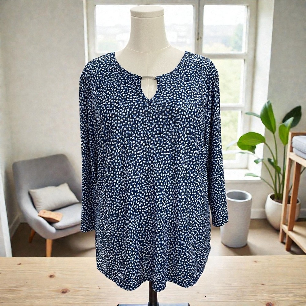 Emily Daniels Blue Sequin Tunic Top Plus Size PL Long Sleeve Coquette‎ Softcore